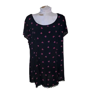Torrid Womens Fox Print Top Tunic Size 1 Black - Picture 1 of 6