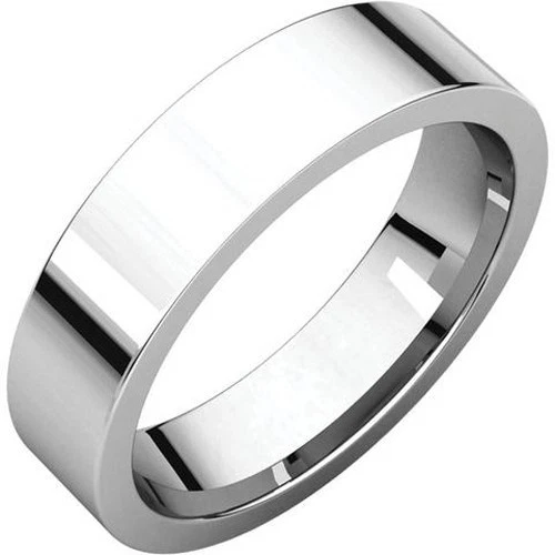 4.5mm 18K Solid White Gold Plain Flat Comfort Fit Wedding Band Anniversary Ring - Image 1 of 1