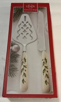 Lenox American by Design Holiday 2 Piece Dessert Set Knife & Server Holly Berry - Image 1 of 4