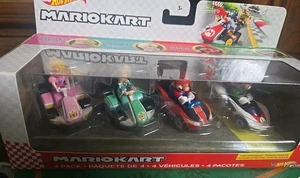 Hot Wheels Mario Kart Paquete de 4 Nuevo en Caja Rosalina Princesa Melocotón Mario Luigi - Imagen 1 de 13