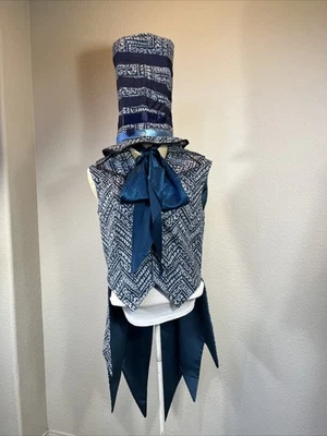 Suessical Costume Blue Clown Vest Hat Tie Ringmaster Tails Regency Circus - image 1 of 4