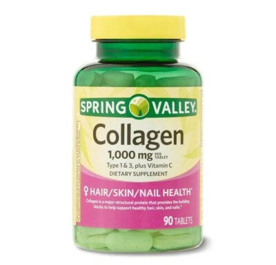 Spring Valley Collagen Type 1 & 3 Plus Vitamin C 1000 mg Tablet 90 CT. Colágeno - Image 1 of 2
