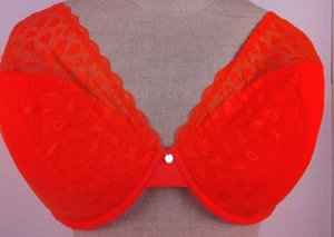 Cacique Lane Bryant RN 118641 High Apex Lace Orange Plunge Bra Size 44 H (49) - Picture 1 of 15