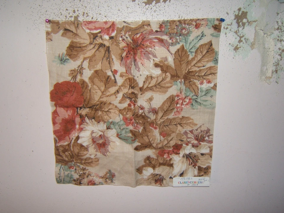 Clarence House, Jean, Vintage Floral, Remnant, 17" W X 17.50" L, Color Tobacco - Image 1 of 1