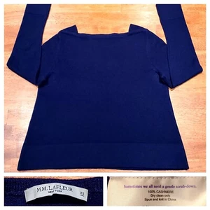 MM Lafleur Kendal Cashmere Sweater Cropped Square Neck Sz XS Indigo Blue - Picture 1 of 13
