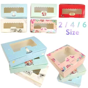 Short Printed Cake Slice Boxes - 5cm High Macaron Tart Brownie Macaroon Truffle  - Picture 1 of 15