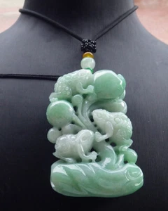 Ciondolo giadeite giada naturale verde certificato video rana rospo 招财蟾 632140 AS - Foto 1 di 10