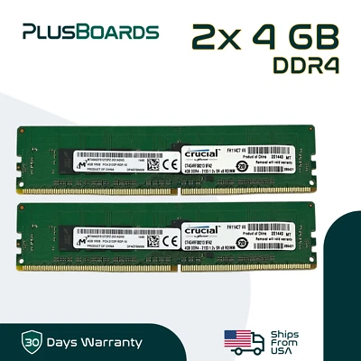 Memoria de servidor Micron 2x 4GB = 8GB DDR4 RDIMM PC4-2133P REG ECC 2133MHz 1Rx8 1.2V Foto 1 de 4