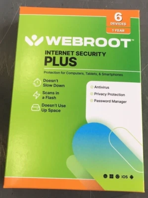 Sealed Webroot SecureAnywhe Internet Security Plus + Antivirus, 6 Devices, 1 yr - Image 1 of 4