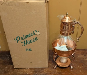 Vintage Princess House Copper Tea Coffee Carafe Pot with Stand and Candle. NIB - Picture 1 of 10