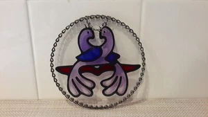 Vintage rund 5" Klarglas Paar Vögel Fenster Sonnenfänger Kette Kanten EUC - Bild 1 von 7