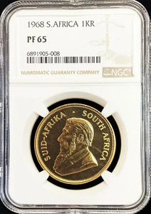 1968 GOLD SOUTH AFRICA 2nd YEAR ISSED 1oz KRUGERRAND COIN NGC PROOF 65 - Picture 1 of 2