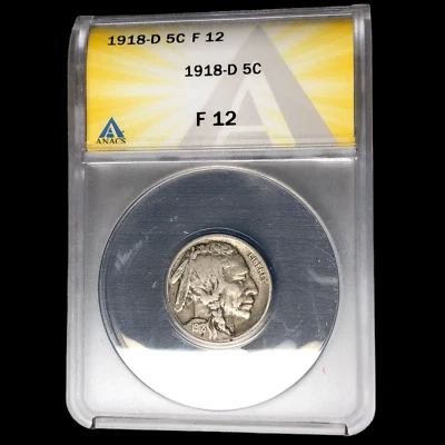 1918 D ANACS F12 Buffalo Nickel SK W0185 - Image 1 of 2