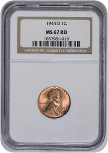 1944-D Lincoln Cent MS67RD NGC - Picture 1 of 2