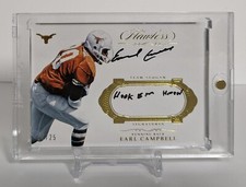 2017 Flawless Collegiate Team Slogan Earl Campbell On Card Auto SSP /25