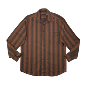 Vintage St Croix Shirt Mens M Medium Cinnamon Charcoal Cotton Stripe Made Italy - Picture 1 of 6