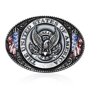 American Flag Belt Buckle Patriotic United States Flag Bald Eagle Belt Buckle - Picture 1 of 7