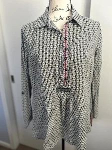 John Mark Dolce Vita Women’s Blouse Rhinestones Buttons Bohemian Tunic Blouse Si - Picture 1 of 13