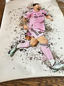 Messi Poster, Football Poster, Wall Art 16x24” vinyl canvas NEW J - Picture 1 of 1