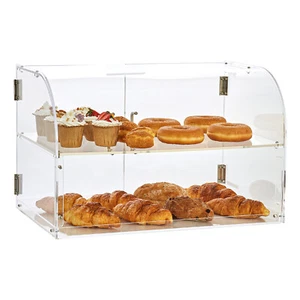2-Tier Acrylic Bakery Display Case Countertop Donut Pastry Case Rear Door - Picture 1 of 12