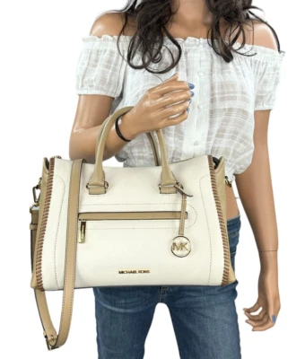 BOLSO BANDOLERA MICHAEL KORS CARINE GRANDE BANDOLERA MK CREMA CLARO MULTI Foto 1 de 4