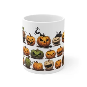 Halloween bedrohliche Kürbisparade Keramik Kaffeebecher gruselig, gruselig 11 Unzen oder 15 Unzen - Bild 1 von 17