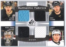 2013-14 SP Game Used Quad Authentic Fabrics Malkin/Fleury/Neal/Letang