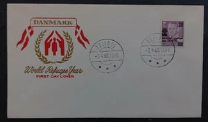 1960 Denmark World Refugee Year FDC ties 30 Ore Stamp cd Tølløse - Picture 1 of 2