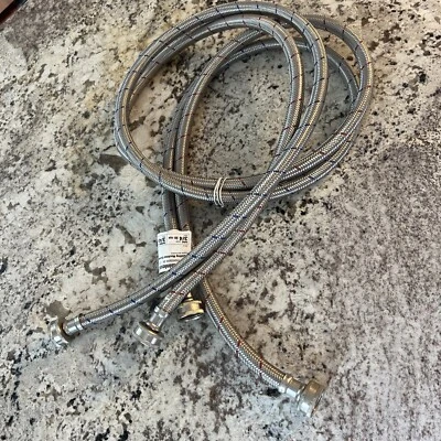 Juego de 2 conectores de lavadora de acero inoxidable de 6' vatios 3/4 entradas y salidas Foto 1 de 2