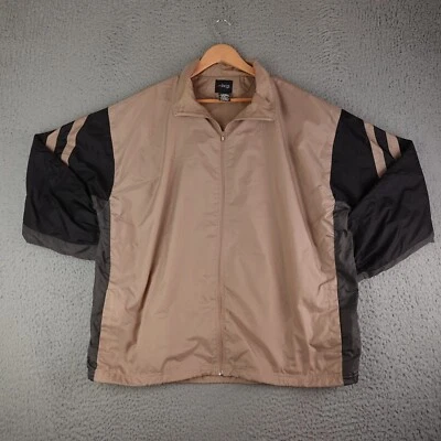 Vintage BCG Windbreaker Jacket Mens Large Brown Black Striped Nylon Warm Up 90s - Image 1 of 4