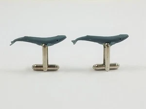 Great Blue Whale Cufflinks Wedding Groomsmen Ocean Marine Animal Nature Wildlife - Picture 1 of 1