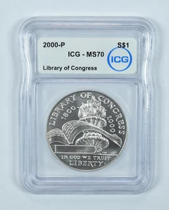 2000-P Library Of Congress Commemorative Silver Dollar MS70 ICG - Picture 1 of 5