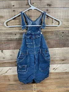 Cherokee Denim Blue Jeans Overalls Shorts Girls 5T Buckle Strap Pocket One Piece - Picture 1 of 3