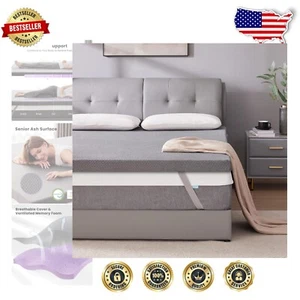 Full Size Memory Foam Mattress Pad - Alleviate Back Pain with Zipper Cover - Picture 1 of 10