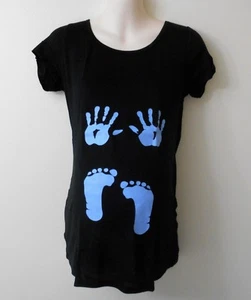 MATERNITY PREGNANCY WOMEN'S TOP SHIRT BLOUSE FUNNY - HANDS FOOTS - BLACK - Picture 1 of 1