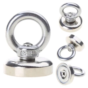 Powerful Round Neodymium Magnet Hook Detector Strong Sea Fishing Hunting Metal - Picture 1 of 10