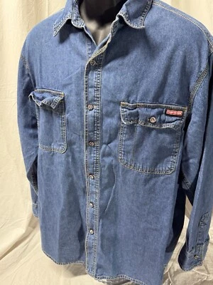 Vintage Men's CRAFTSMAN Medium Oversized Blue  Wash DENIM SHIRT w/ Stitching - Image 1 of 4