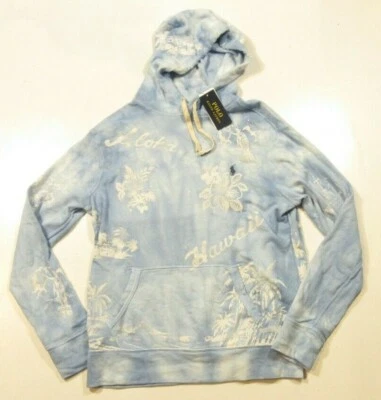 Polo Ralph Lauren 男式蓝色领带染料多花水疗特里夏威夷连帽衫 — 第 1/3 张图片