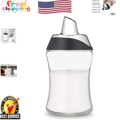 Moderno dispensador de azúcar de vidrio de 7,5 oz con boquilla para bar de café esencial Foto 1 de 4