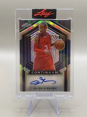 Allen Iverson 2023 Leaf Continuum BLUE Autograph Auto#d 11/45 PHILADELPHIA 76ers - Image 1 of 4