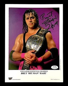 WWE BRET HART SIGNED 8.5X11 ORIGINAL PROMO PHOTO WITH PSA COA FROM 1991 RARE - Picture 1 of 3