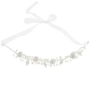 Kovolitu Pearl & Flower Headpiece ridal Leaf Headband Crystal Hair Vine Hand - Picture 1 of 2
