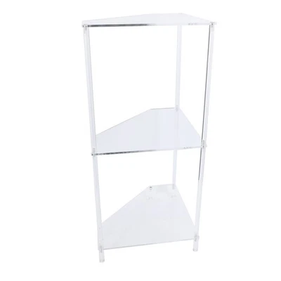 3 Tier Triangular Acrylic Corner Side Table Small Corner Side Table Bathroo DW - Image 1 of 4