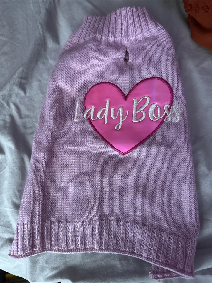 Lady Boss Pink Heart Pet Sweater for Dogs, Size S, Vibrant Life, 20-50 Pounds - Image 1 of 1