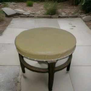 Vtg Mid Century Modern Round Vinyl Drum Footstool Ottoman Stool Side End Table - Picture 1 of 7