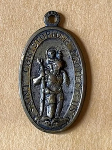 SAINT CHRISTOPHER ST RAPHAEL PROTECT US Medaillon Medaille Anhänger Charm Italien - Bild 1 von 7