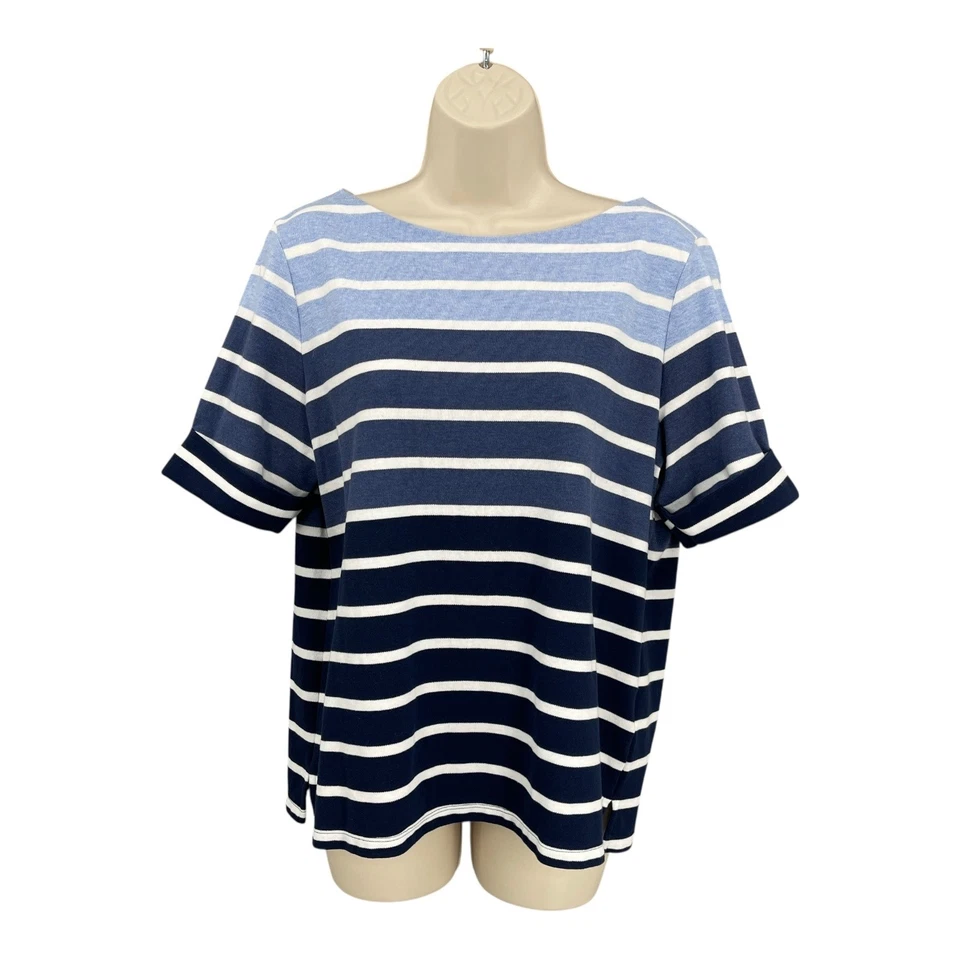 Camisa Náutica Karen Scott Mujer Carrera Preppy Old Money Rayas Top Talla XL Foto 1 de 4