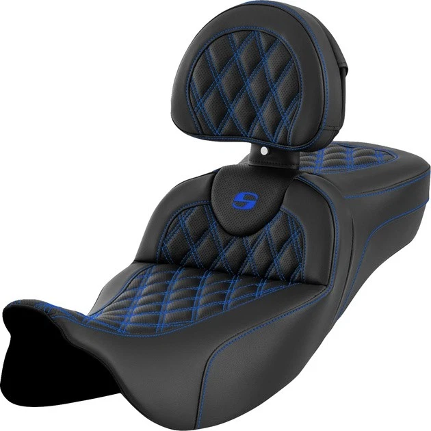 Saddlemen RoadSofa LS Ext. Reach Seat With Backrest Blue Stitch #284799 Foto 1 de 1