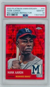2022 Topps Chrome Platinum Ann. Hank Aaron Red Atomic Refractor /100 PSA 10 - Picture 1 of 2