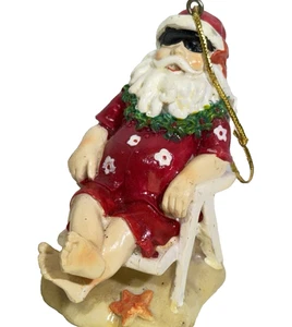 Vintage Tropical Beach Theme Beach Santa Claus Christmas Ornament - Picture 1 of 6